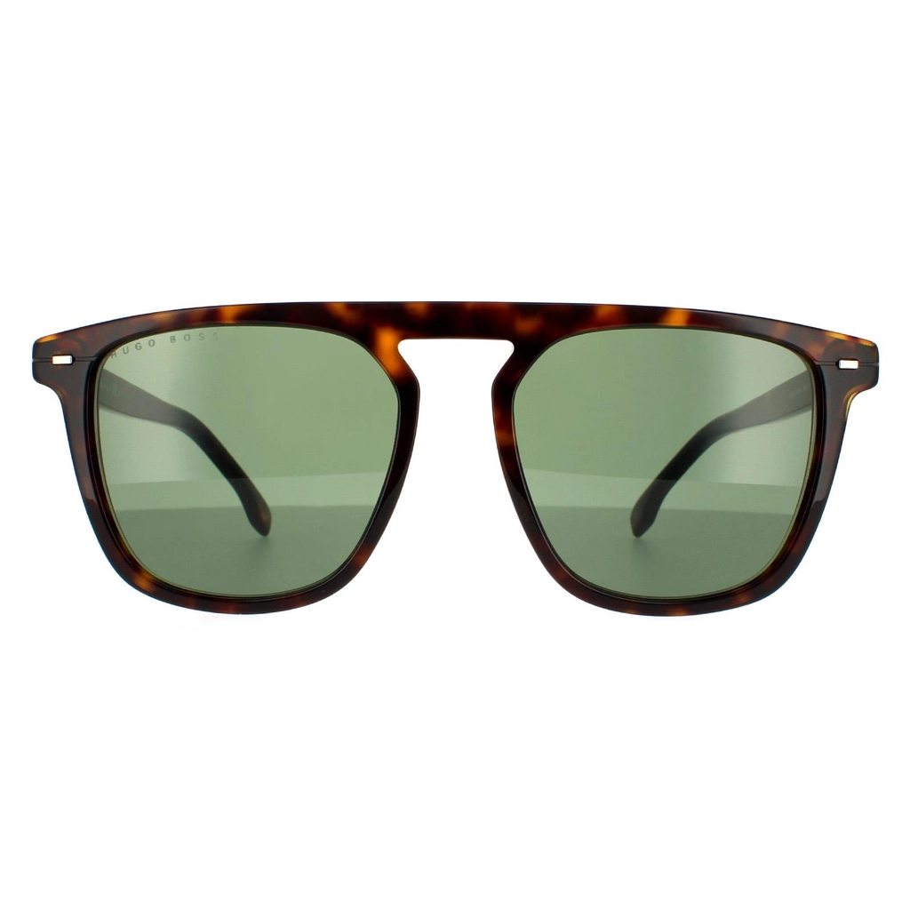 Hugo Boss Square Mens Dark Havana Green Sunglasses - Brown - One Size